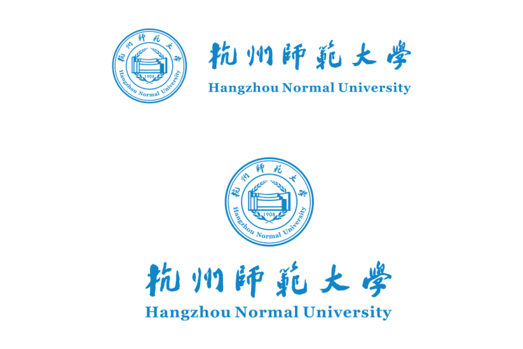 杭州师范大学校徽logo免抠PNG(白色版和彩色版)ai矢量素材