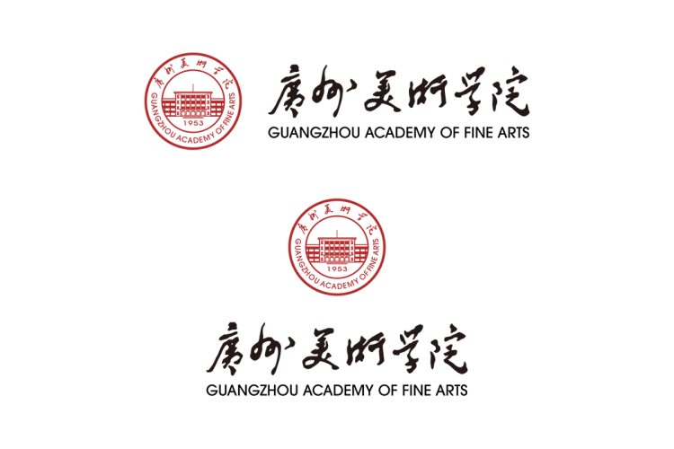 广州美术学院校徽logo免抠PNG(白色版和彩色版)ai,SVG矢量素材